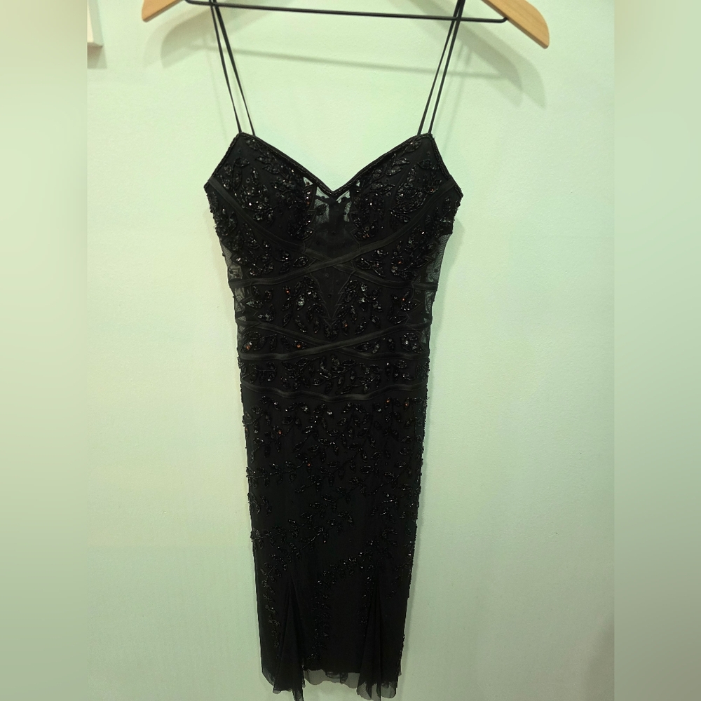 Elegant Black Beaded Dress Small Cocktail Dress